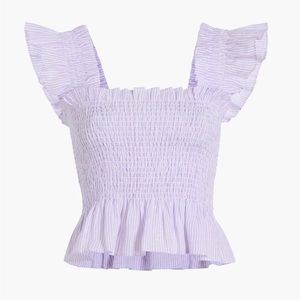 Hill House The Paz Top - Lilac Stripe Linen